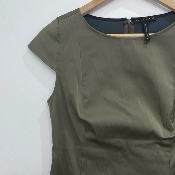 SARAH pacini green brown and grey dress with zipper size 0 - Picture 3 of 12